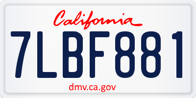 CA license plate 7LBF881