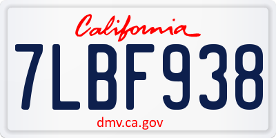 CA license plate 7LBF938