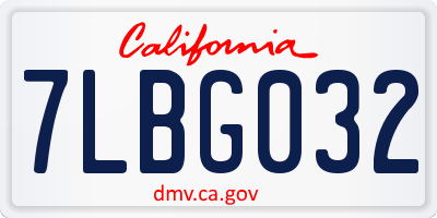 CA license plate 7LBG032