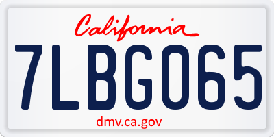 CA license plate 7LBG065