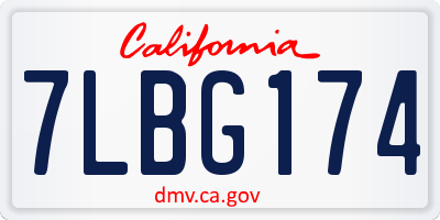 CA license plate 7LBG174