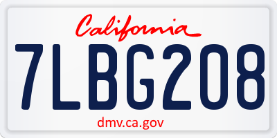 CA license plate 7LBG208
