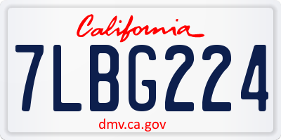 CA license plate 7LBG224