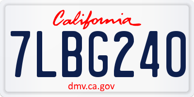 CA license plate 7LBG240