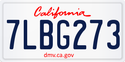 CA license plate 7LBG273