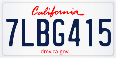 CA license plate 7LBG415
