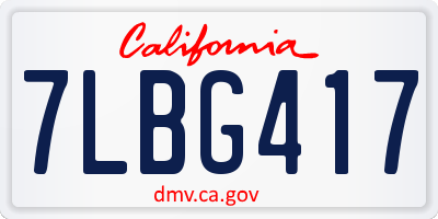 CA license plate 7LBG417