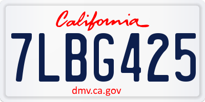 CA license plate 7LBG425