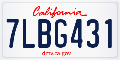 CA license plate 7LBG431