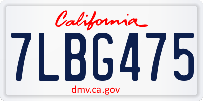 CA license plate 7LBG475