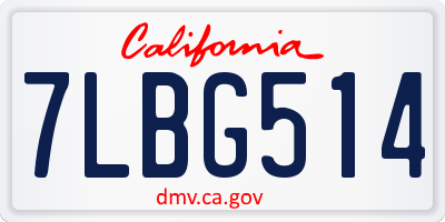 CA license plate 7LBG514