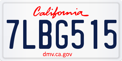 CA license plate 7LBG515