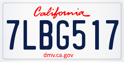 CA license plate 7LBG517