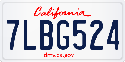 CA license plate 7LBG524
