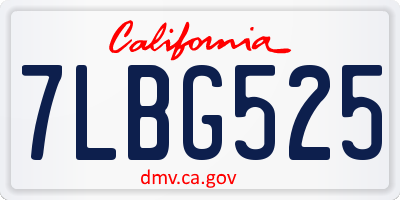 CA license plate 7LBG525