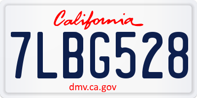 CA license plate 7LBG528