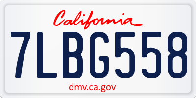 CA license plate 7LBG558