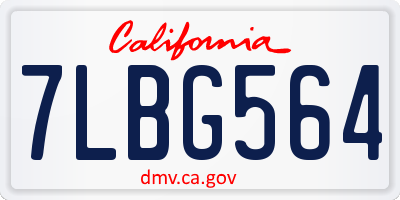 CA license plate 7LBG564