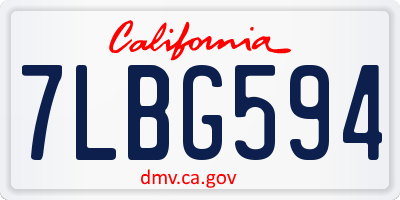 CA license plate 7LBG594