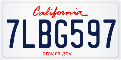 CA license plate 7LBG597