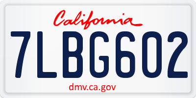 CA license plate 7LBG602