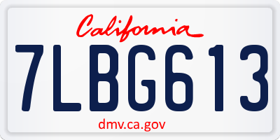 CA license plate 7LBG613