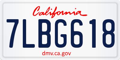 CA license plate 7LBG618