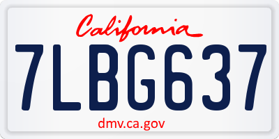 CA license plate 7LBG637