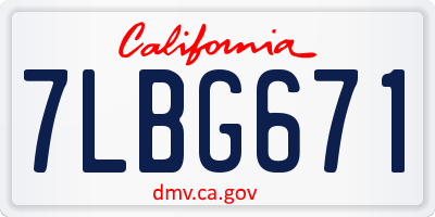 CA license plate 7LBG671