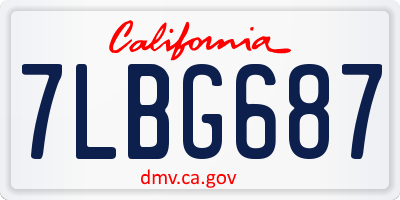 CA license plate 7LBG687