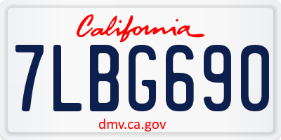 CA license plate 7LBG690