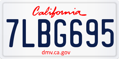 CA license plate 7LBG695