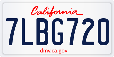 CA license plate 7LBG720