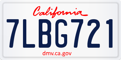 CA license plate 7LBG721