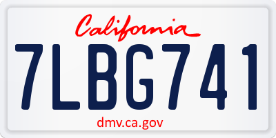 CA license plate 7LBG741