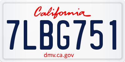 CA license plate 7LBG751