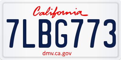 CA license plate 7LBG773
