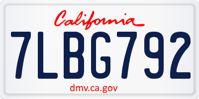 CA license plate 7LBG792