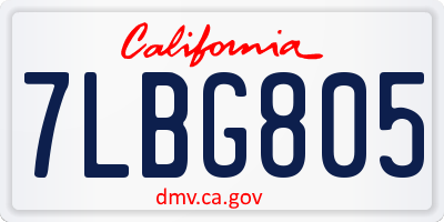 CA license plate 7LBG805