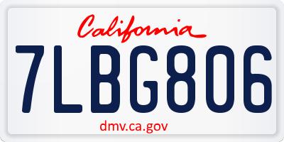 CA license plate 7LBG806