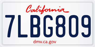 CA license plate 7LBG809