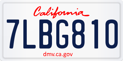 CA license plate 7LBG810