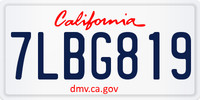 CA license plate 7LBG819