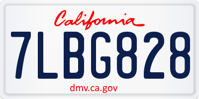 CA license plate 7LBG828