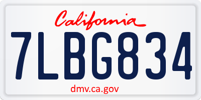 CA license plate 7LBG834