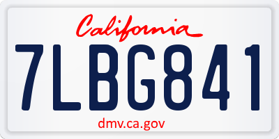 CA license plate 7LBG841
