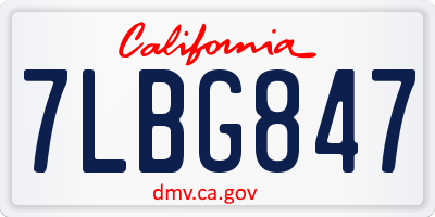 CA license plate 7LBG847