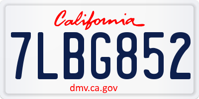 CA license plate 7LBG852