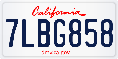 CA license plate 7LBG858