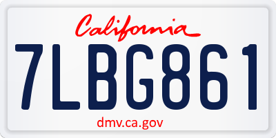 CA license plate 7LBG861